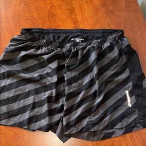 Brooks Black and Gray Diagonal Stripe Running Shorts